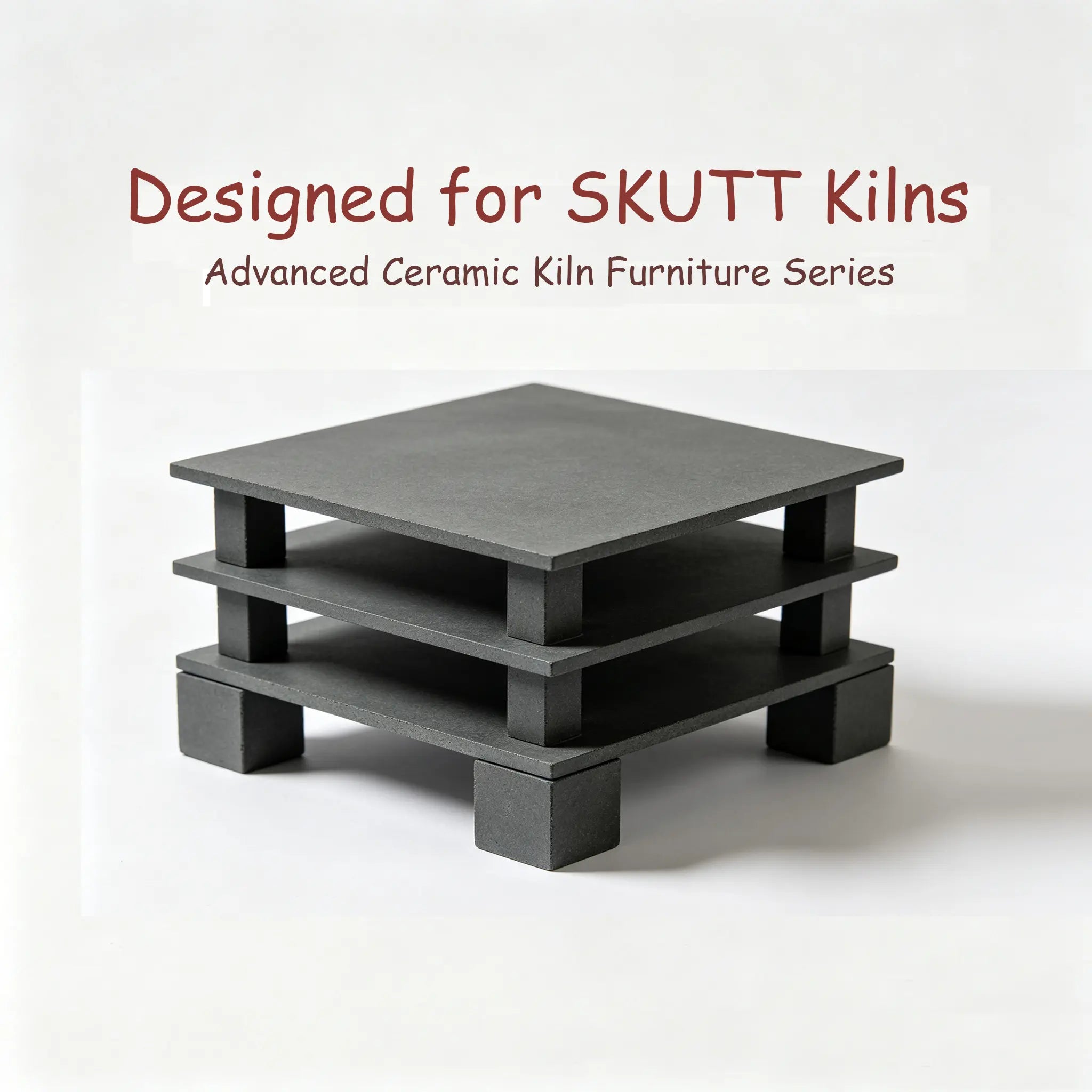Premium ceramic kiln furniture kit designed specifically for SKUTT kilns, including high-temperature shelves, posts, and accessories to enhance firing efficiency and ceramic quality.