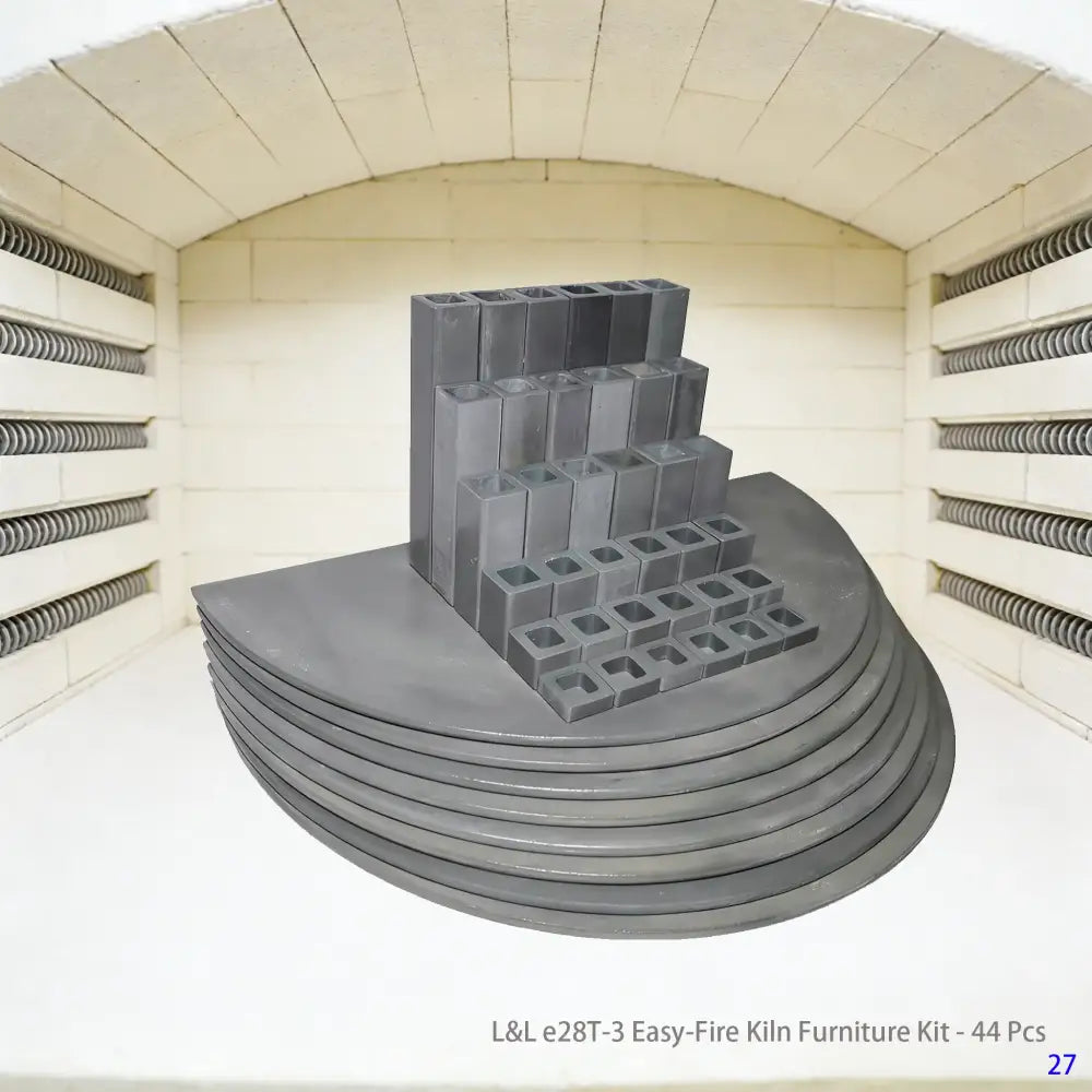 L&L e28T-3 Easy-Fire Kiln Accessory Set｜44-Piece Multi-Layer Stacking Configuration for Pottery Firing