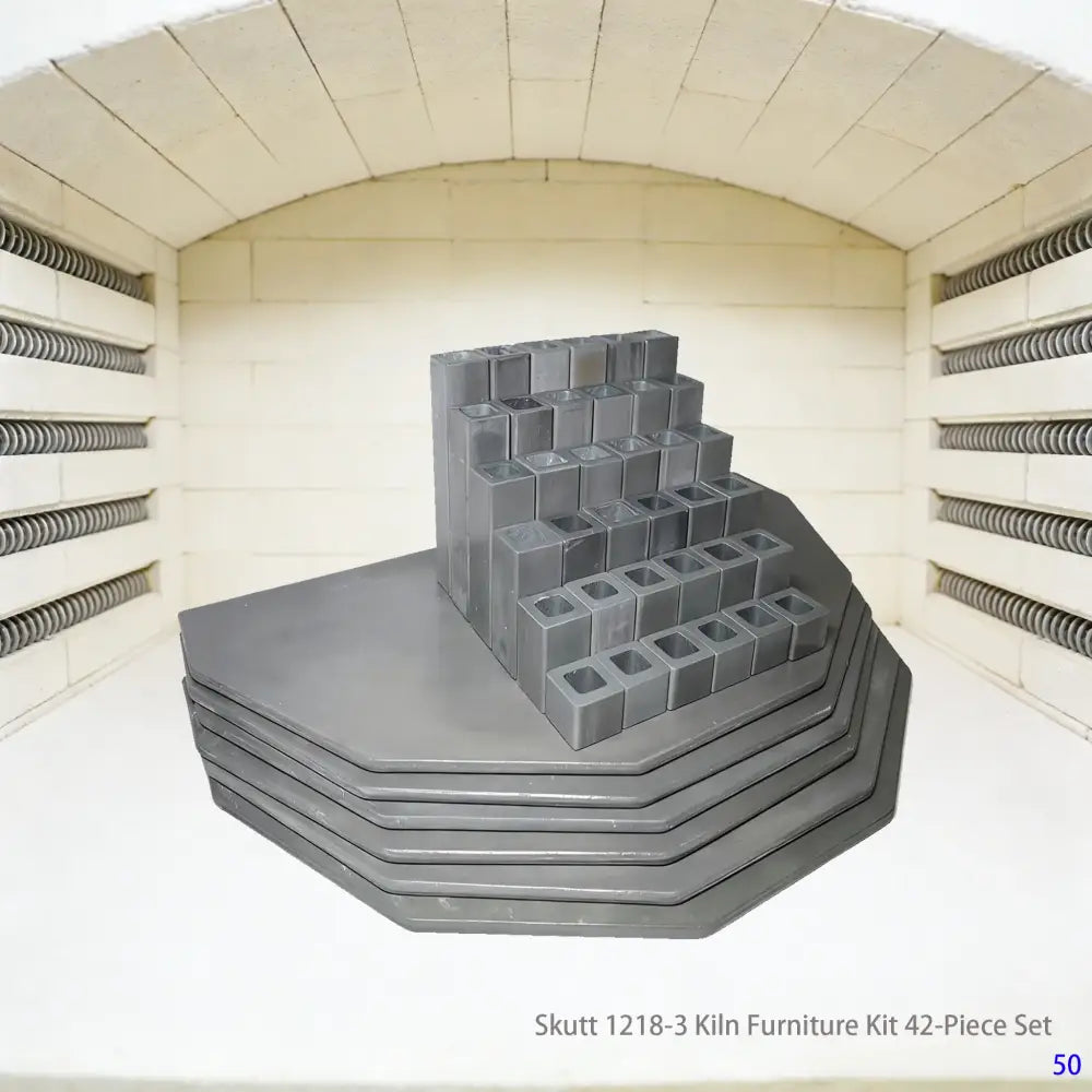 This 42-piece set is configured for the Skutt 1218-3 electric kiln, integrating a multi-layer refractory frame and stable support modules. Suitable for layered sintering processes of pottery and ceramic works, it is compatible with glaze setting and high-temperature bisque firing procedures, effectively optimizing temperature uniformity within the kiln and the yield of finished works.

