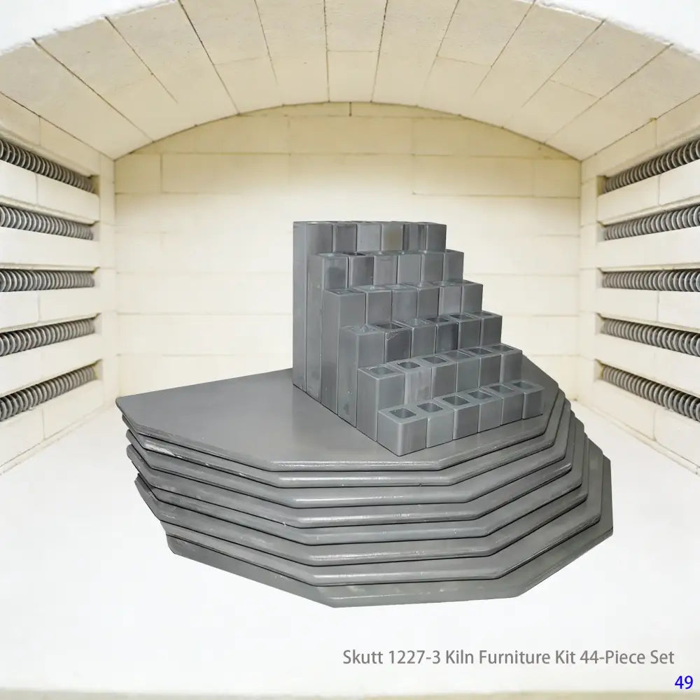 This 44-piece set is designed specifically for the Skutt 1227-3 electric kiln, offering a multi-layer refractory structure and precision support components. Suitable for layered firing requirements of pottery and ceramics, it is compatible with glaze curing and high-temperature bisque sintering processes, effectively improving thermal field stability within the kiln and product consistency.