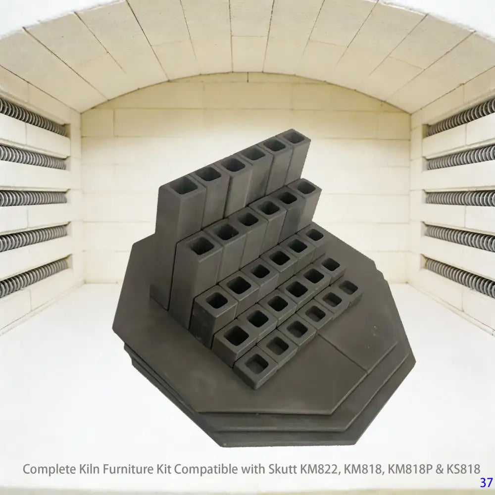  Stacked view of ceramic kiln furniture set compatible with Skutt KM822, KM818, KM818P, and KS818 kilns Figure 37
